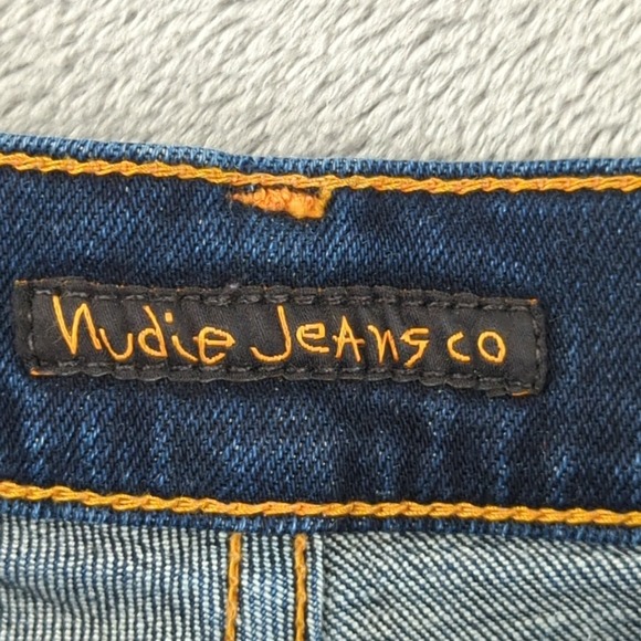 Nudie Jeans Mens 30x31 Blue Straight Stretch Faded Organic Cotton - Picture 7 of 12